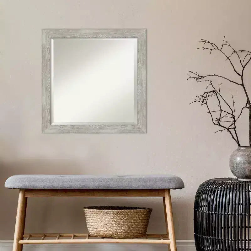 24" x 24" Dove Narrow Framed Wall Mirror Graywash