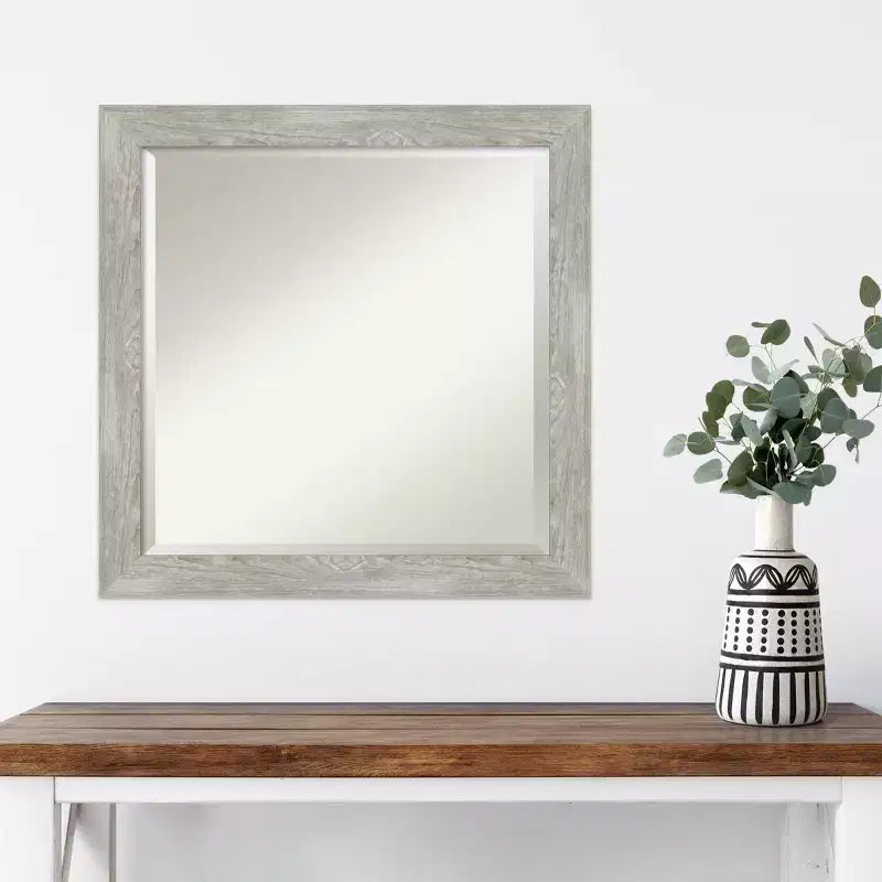 24" x 24" Dove Narrow Framed Wall Mirror Graywash
