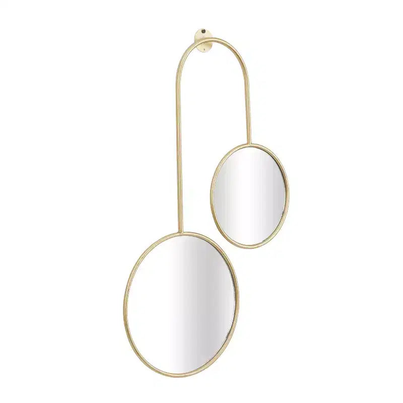 Modern Metal Wall Mirror Gold - Round, Wood Frame, Includes Mounting Hardware