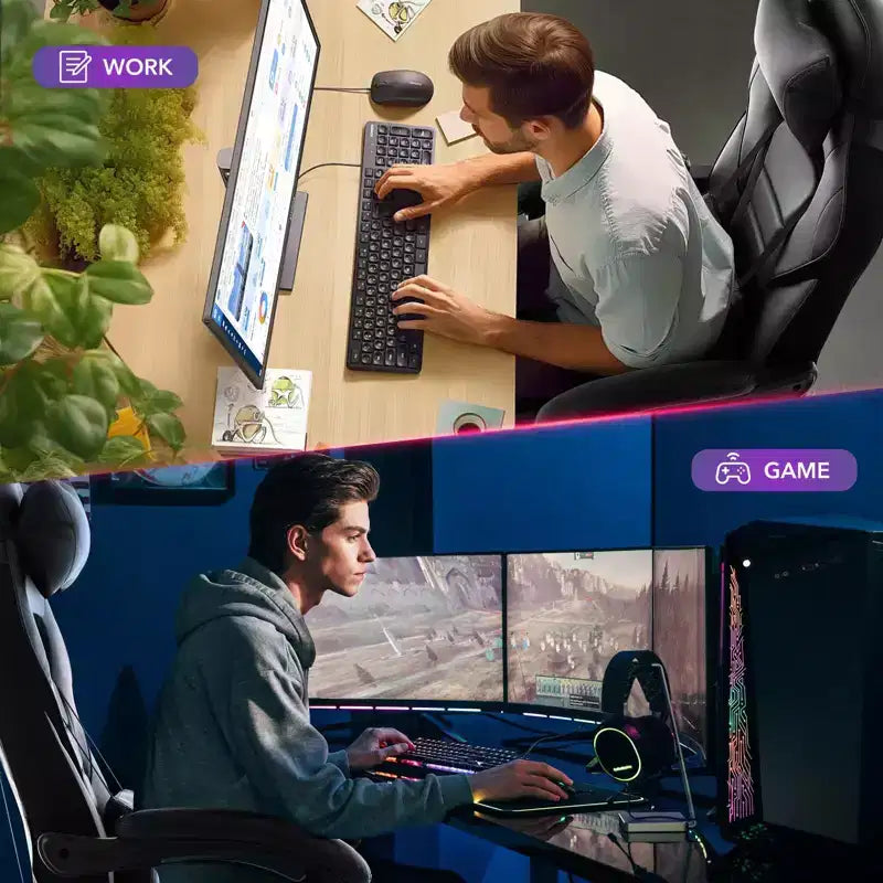 Sedia da ufficio taglie forti, sedia da gaming in pelle con schienale alto e poggiapiedi, sedia da computer ergonomica con supporto lombare e poggiatesta, base girevole a 360°