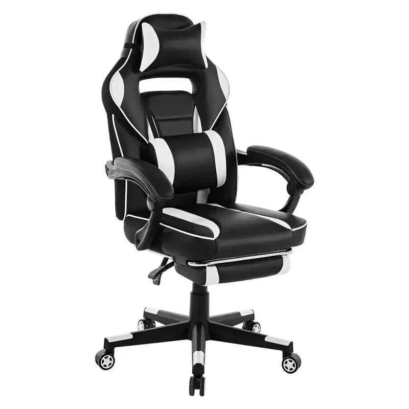Big and Tall Office Chair, High Back Leather Gaming Chair with Footrest, Ergonomic Computer Chair w/Lumbar Support & Headrest, 360 Swivel Base