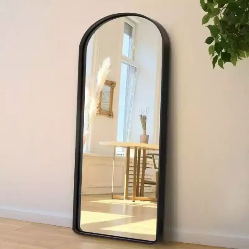 Black 31.5 x 70.87 Inch Rounded Arch Shaped Aluminum Alloy Full Length Mirror without Stand for Living Room and Bedroom Wall Decor