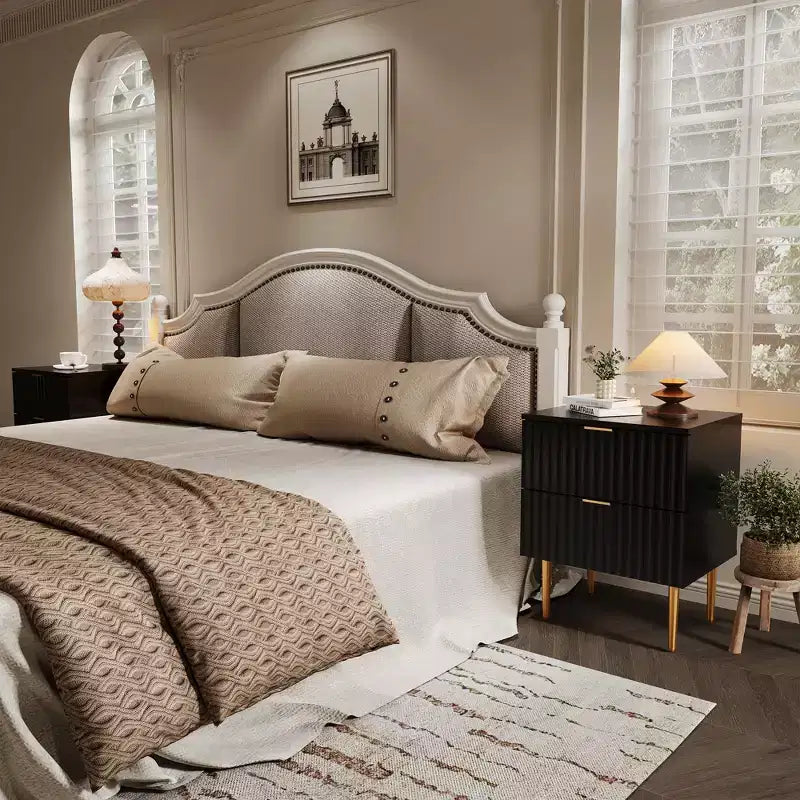 Comodino Moderno con 2 Cassetti, Comodino Scanalato Oro e Legno, Tavolino da Notte per Camera da Letto o Appartamento