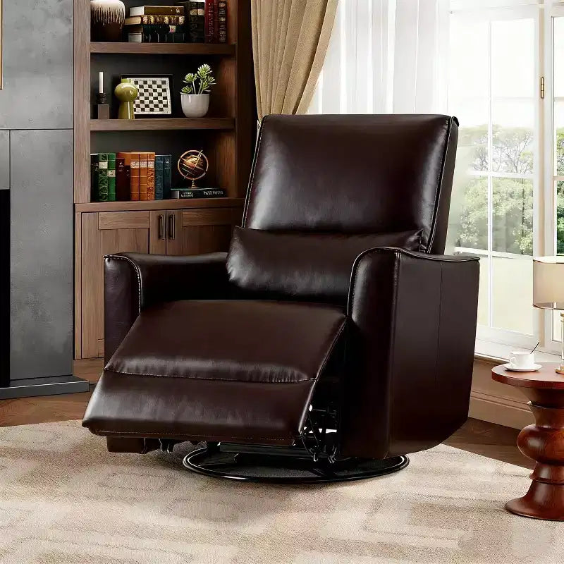 Swivel Rocking Recliner Chair, Lumbar Support & Padded Armrest, Comfortable Rocker Recliner, for Living Room, Bedroom