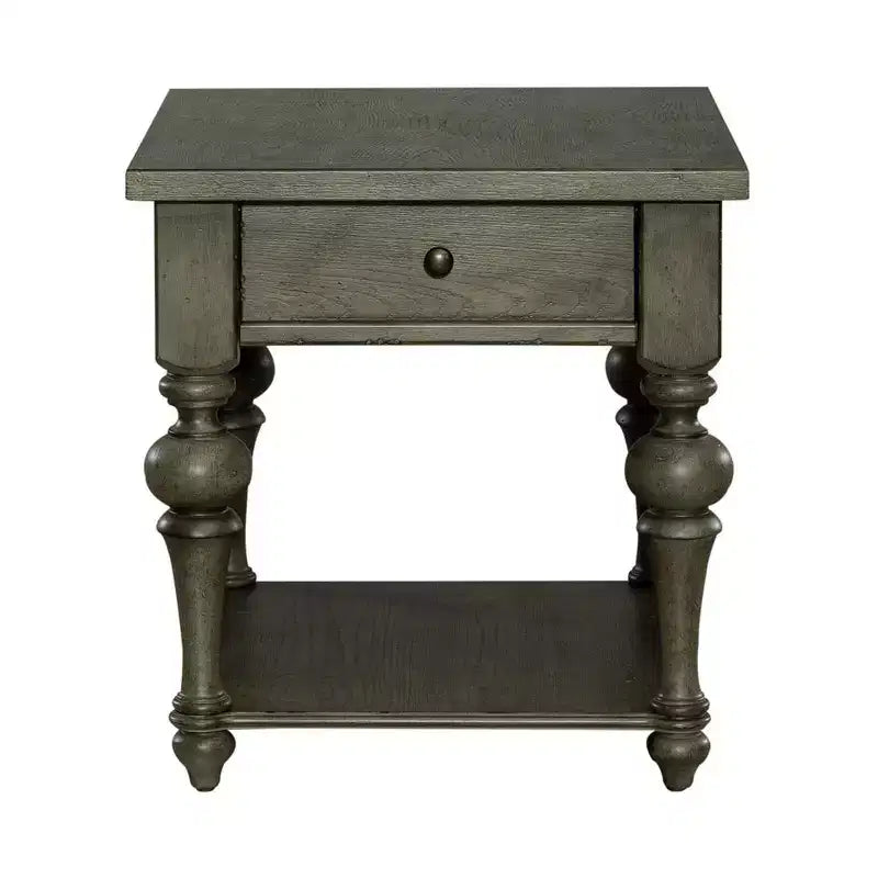 Americana Farmhouse Drawer End Table in Dusty Taupe