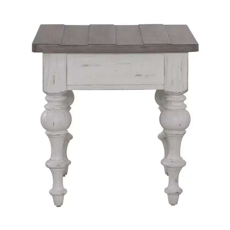 Living Room End Table - Riverstone White & Tobacco