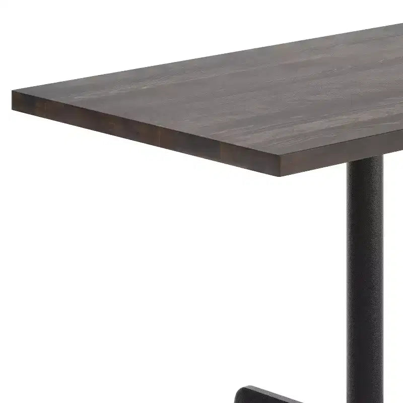 Piano da Tavolo Rettangolare Commerciale da Interno in Legno Massello con Base a X in Ghisa Antiruggine ad Altezza Cena da 23,75 x 29,5
