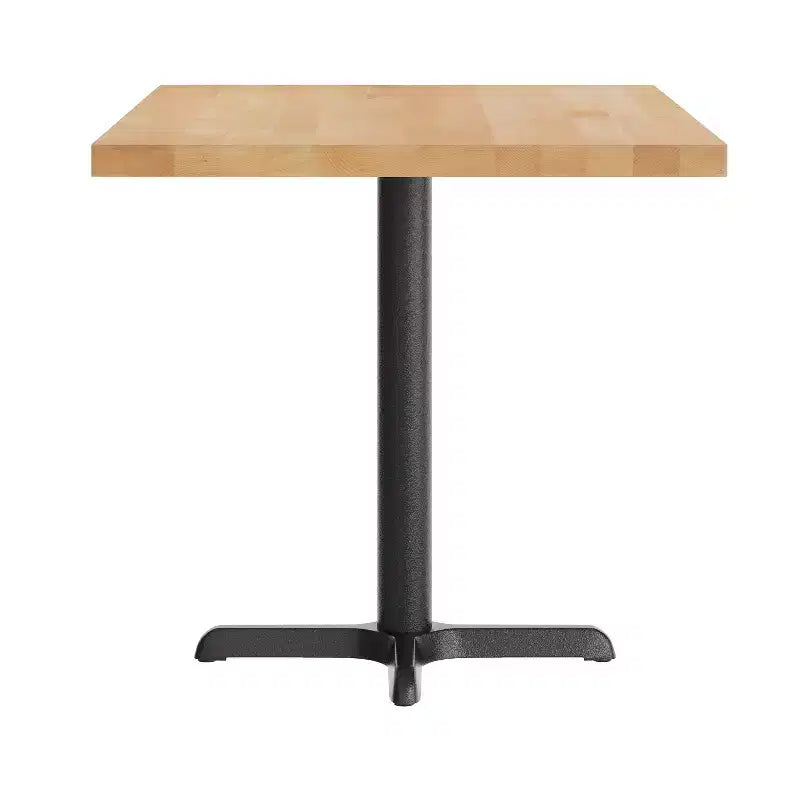 Piano da Tavolo Rettangolare Commerciale da Interno in Legno Massello con Base a X in Ghisa Antiruggine ad Altezza Cena da 23,75 x 29,5
