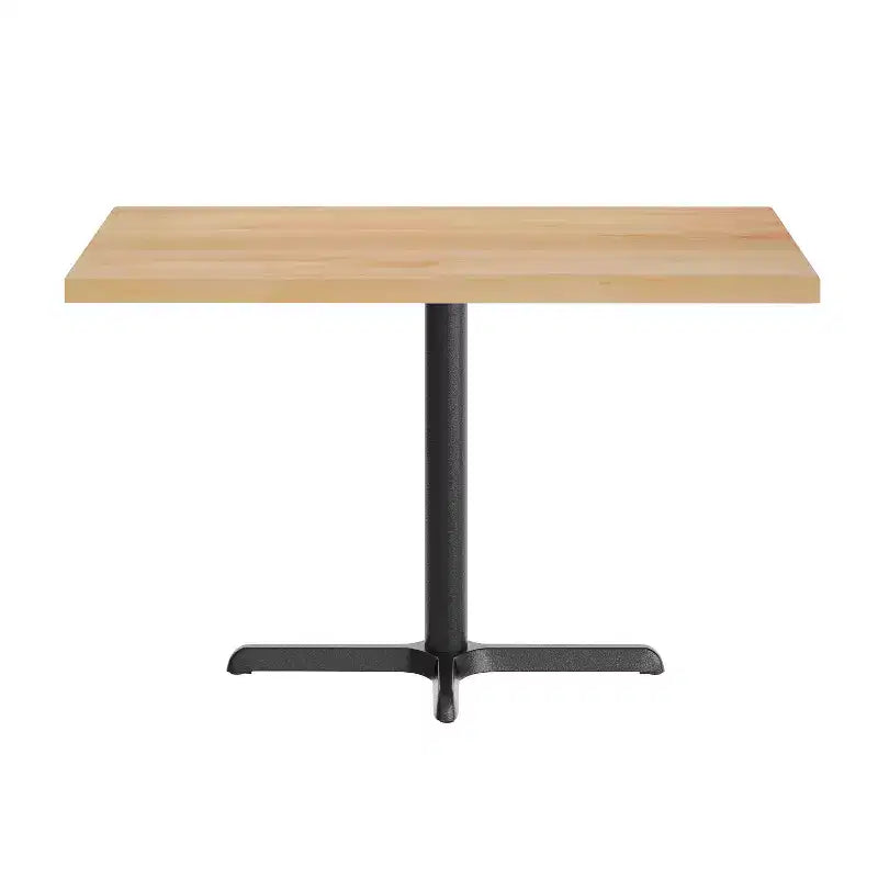 Piano da Tavolo Rettangolare Commerciale da Interno in Legno Massello con Base a X in Ghisa Antiruggine ad Altezza Cena da 23,75 x 29,5