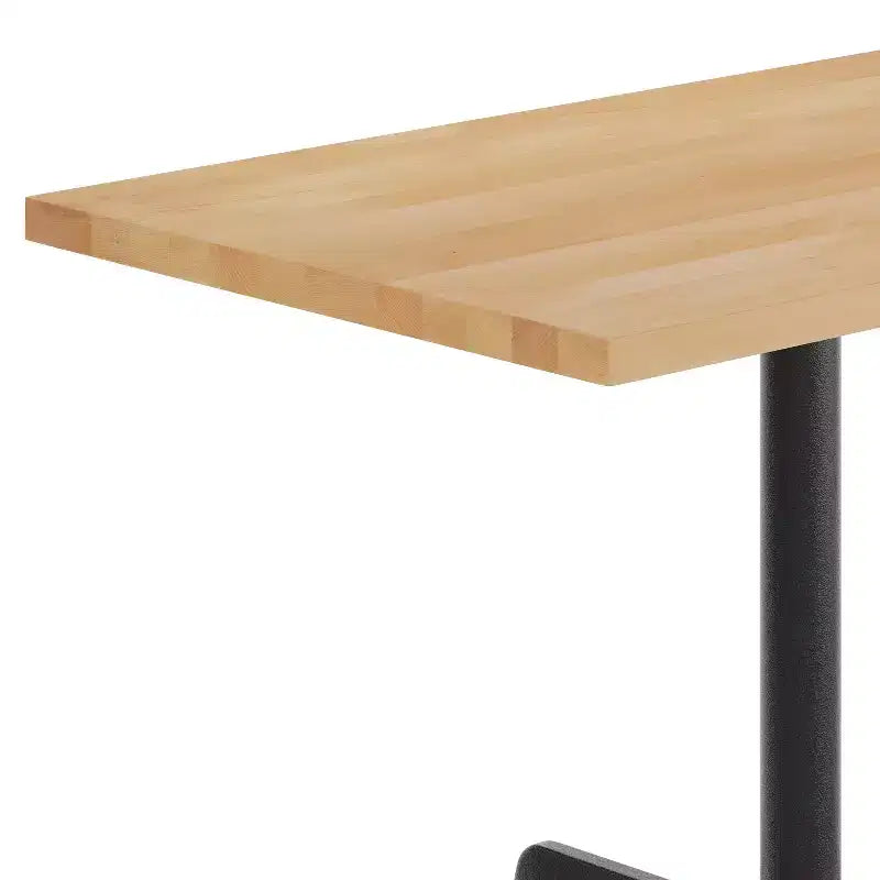 Piano da Tavolo Rettangolare Commerciale da Interno in Legno Massello con Base a X in Ghisa Antiruggine ad Altezza Cena da 23,75 x 29,5