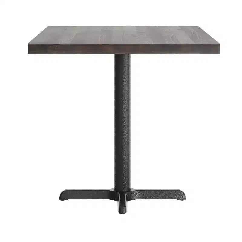 Rectangular Solid Wood Commercial Indoor Tabletop with 23.75 x 29.5 Dining Height Rust-Resistant Cast Iron X-Base