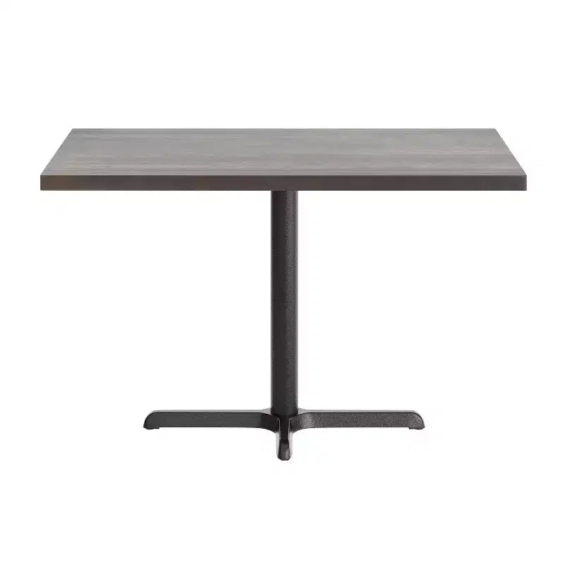 Piano da Tavolo Rettangolare Commerciale da Interno in Legno Massello con Base a X in Ghisa Antiruggine ad Altezza Cena da 23,75 x 29,5