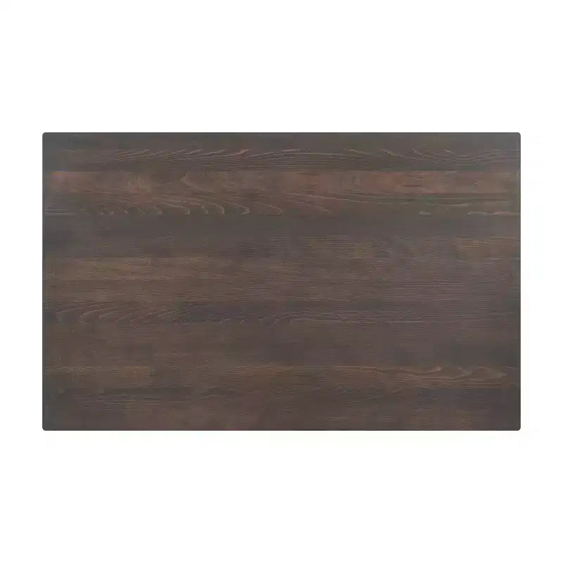 Piano da Tavolo Rettangolare Commerciale da Interno in Legno Massello con Base a X in Ghisa Antiruggine ad Altezza Cena da 23,75 x 29,5