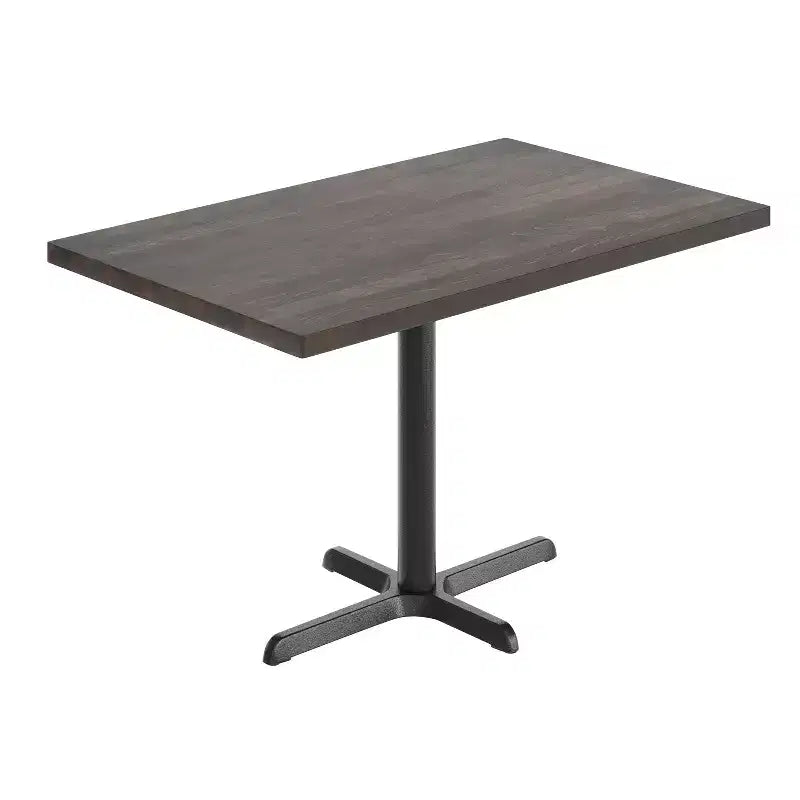 Rectangular Solid Wood Commercial Indoor Tabletop with 23.75 x 29.5 Dining Height Rust-Resistant Cast Iron X-Base