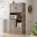 Mobile Bar Alto, Ripiani Regolabili e Cassetti, Dispensa da Cucina Moderna con Supporto per Microonde, Grande Contenitore in Legno per Sala da Pranzo/Soggiorno