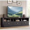 3-Drawer TV Stand - Black, Large Storage Media Console for Living Room