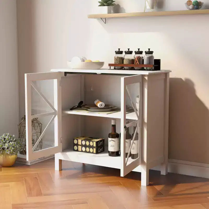 Pensile da cucina, ante doppie in vetro per esposizione e scomparti chiusi