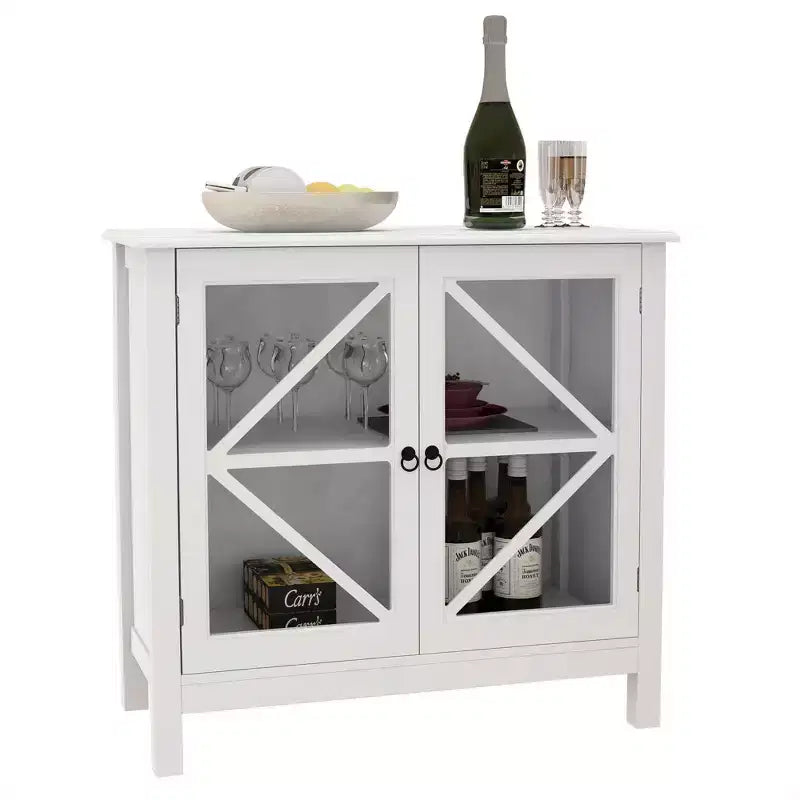 Pensile da cucina, ante doppie in vetro per esposizione e scomparti chiusi