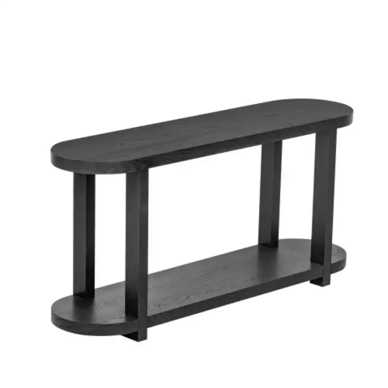 Consolle moderna in impiallacciatura di frassino, tavolo d'ingresso minimalista con ripiano inferiore per corridoio, soggiorno o foyer