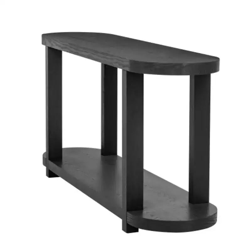 Consolle moderna in impiallacciatura di frassino, tavolo d'ingresso minimalista con ripiano inferiore per corridoio, soggiorno o foyer