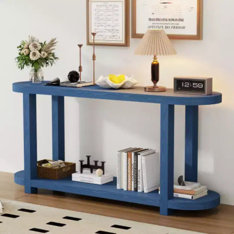 Consolle moderna in impiallacciatura di frassino, tavolo d'ingresso minimalista con ripiano inferiore per corridoio, soggiorno o foyer