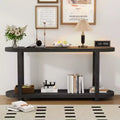Modern Ash Veneer Console Table, Minimalist Entryway Table with Bottom Shelf for Hallway, Living Room, or Foyer - Panipeachy