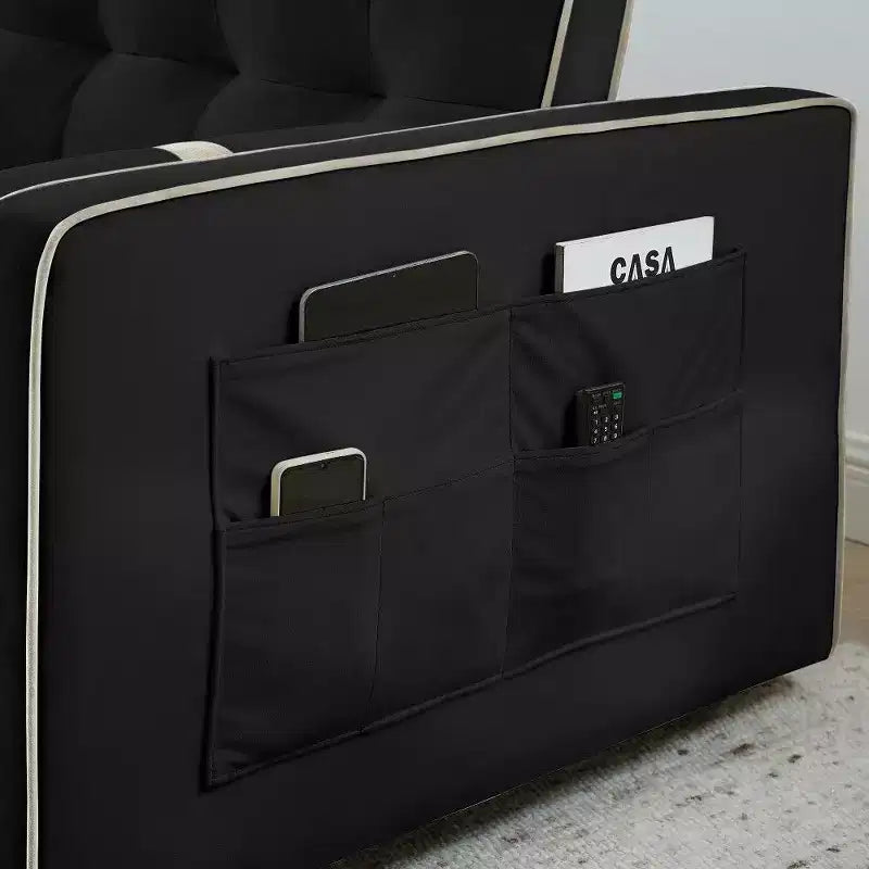 Divano letto estraibile da 55,5 pollici, divanetto con schienale regolabile con tasche laterali e 2 cuscini, divano convertibile in velluto per piccoli spazi