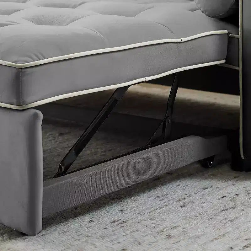 Divano letto estraibile da 55,5 pollici, divanetto con schienale regolabile con tasche laterali e 2 cuscini, divano convertibile in velluto per piccoli spazi
