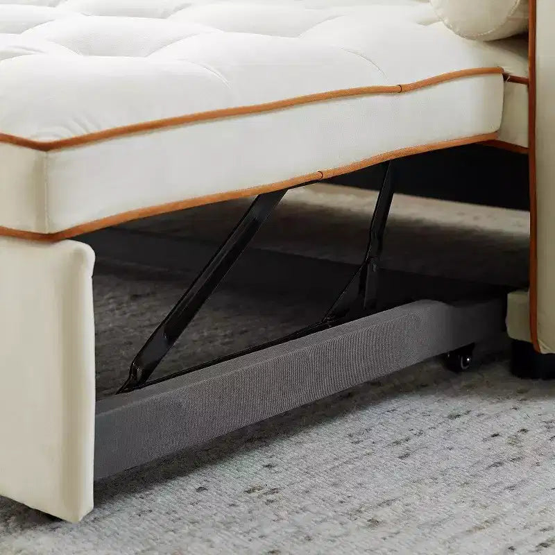 Divano letto estraibile da 55,5 pollici, divanetto con schienale regolabile con tasche laterali e 2 cuscini, divano convertibile in velluto per piccoli spazi