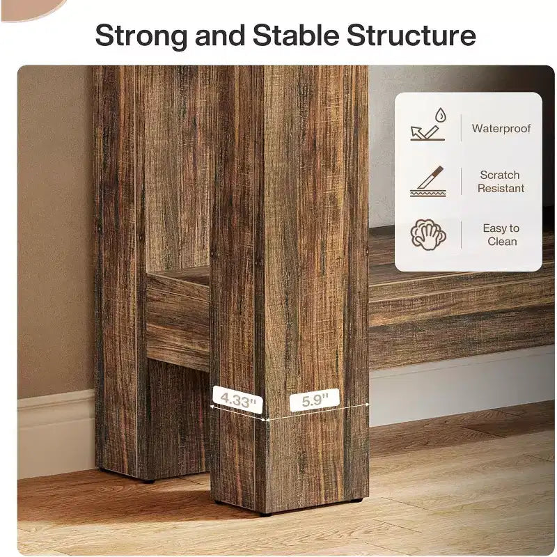 Tavolo Consolle in Legno da 63" con 2 Cassetti, Tavolo da Ingresso in Stile Rustico con Ripiano, Tavolo da Divano per Soggiorno, Corridoio