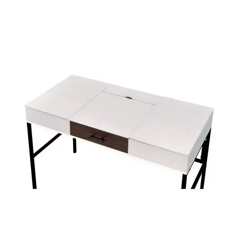 Scrivania con 2 Vani Contenitori con Top a Cerniera, Bianco e Nero