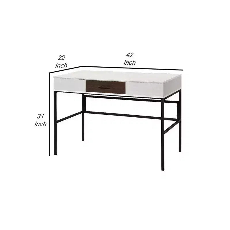 Scrivania con 2 Vani Contenitori con Top a Cerniera, Bianco e Nero