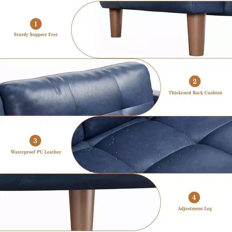 Divano a 3 posti, 210 cm largo in similpelle con cuscini a molle, divano moderno con 2 cuscini schienale rimovibili, per soggiorno, camera da letto