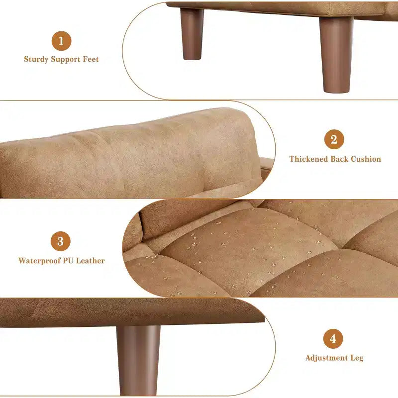 Divano a 3 posti, 210 cm largo in similpelle con cuscini a molle, divano moderno con 2 cuscini schienale rimovibili, per soggiorno, camera da letto