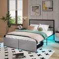 Struttura Letto Matrimoniale con 2 Cassetti Contenitore Luci LED Supporto a Doghe Moderno