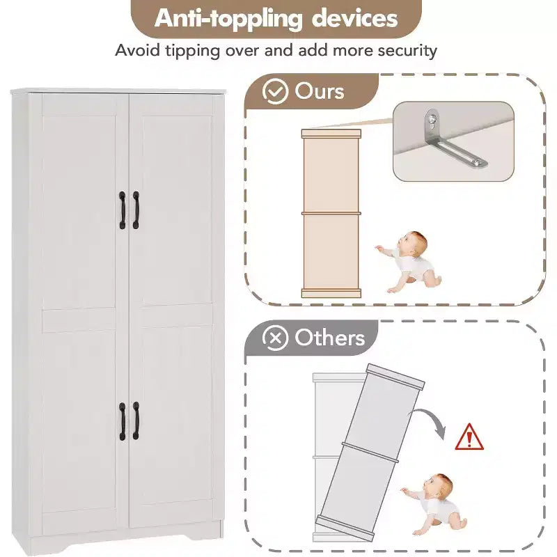 Armadio alto a doppia anta, compatto ed elegante senza occupare molto spazio, perfetto per ingressi, angoli della camera da letto