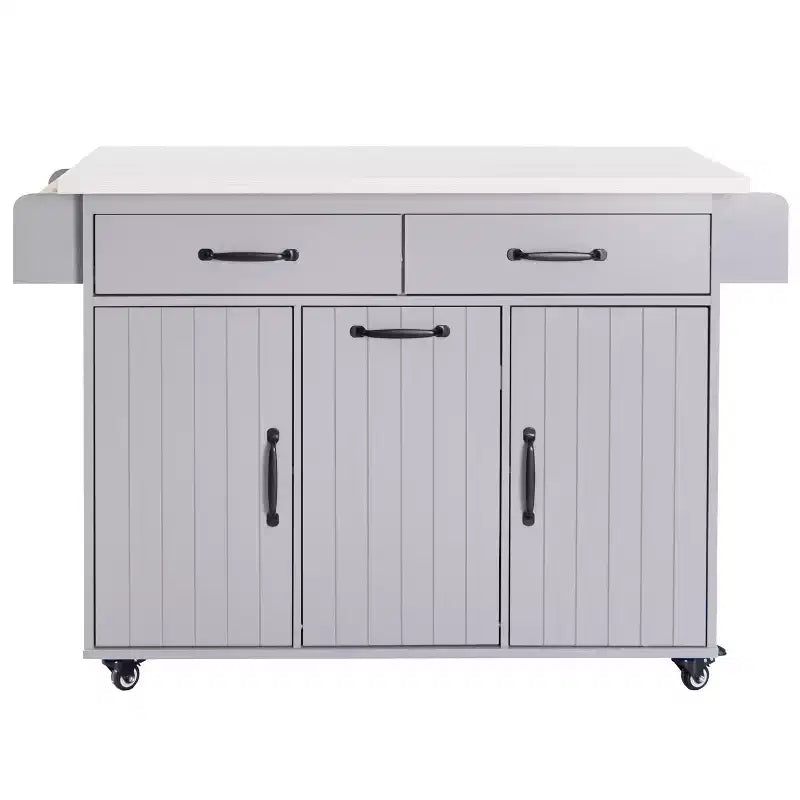 Isola da Cucina con Mobile Contenitore per Pattumiera, Carrello da Cucina con Anta a Ribalta, Isola da Cucina su Ruote con Ripiano Regolabile e Cassetto