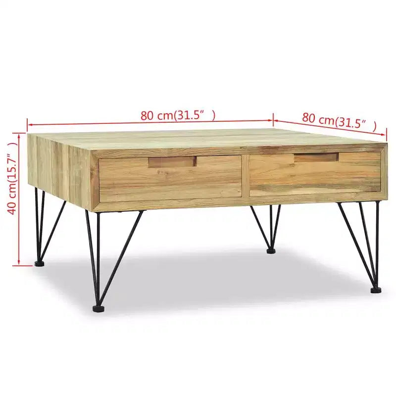 Tavolino da Salotto 80x80x40 cm in Teak Massiccio
