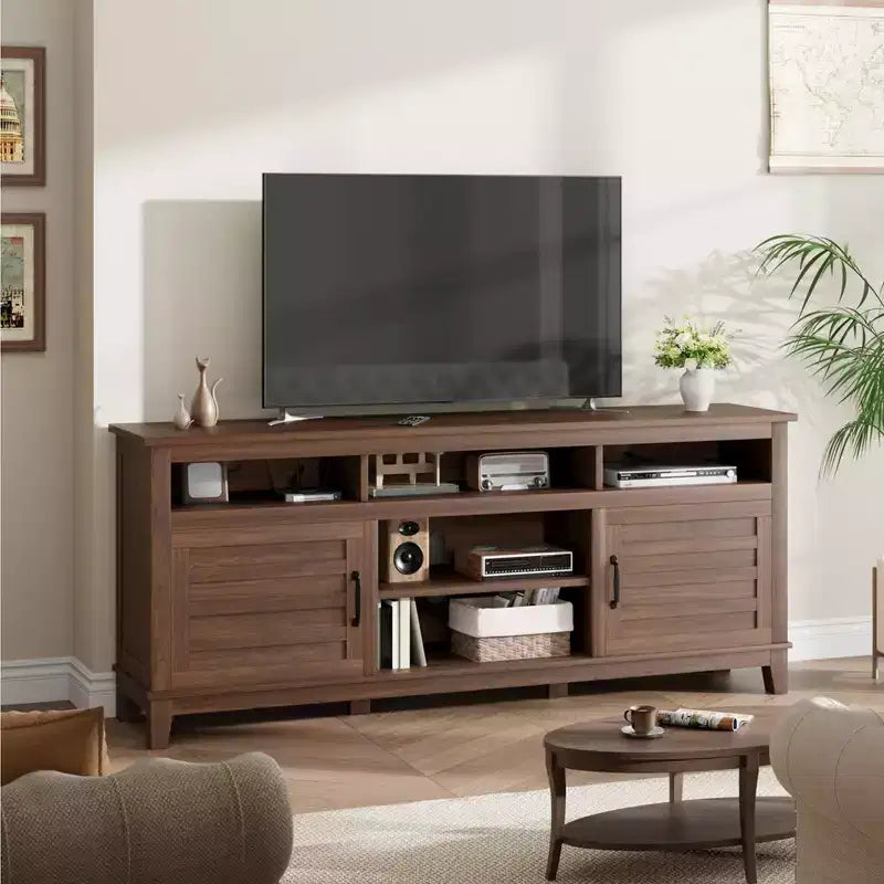 Mobile TV da 70,9", Centro di Intrattenimento con Ripiani Regolabili, Mobile TV Stile Fattoria con Ante a Armadietto, per Soggiorno, Camera da Letto
