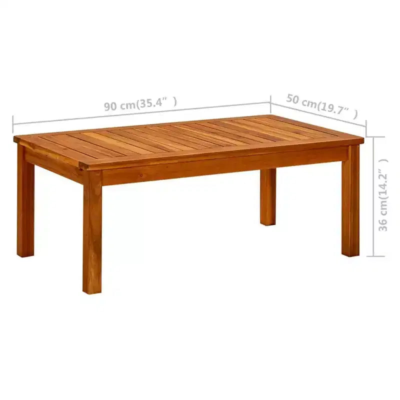 Tavolino da salotto in legno massello di acacia - 35,4 x 19,7 x 14,2