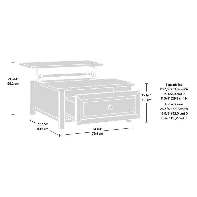 Halden Farmhouse Wood Lift-Top Coffee Table with Hidden Storage