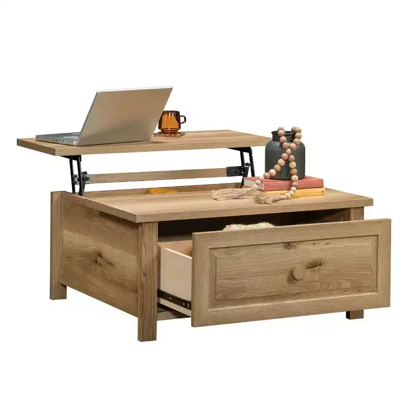 Halden Farmhouse Wood Lift-Top Coffee Table with Hidden Storage