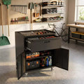 Mobiletto portautensili in acciaio da 35" con rotelle - Robusto contenitore in metallo con recinzione superiore, rotelle bloccabili e ripiano regolabile per garage e officina, nero