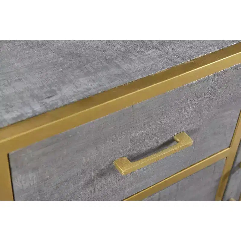 Raven Mango Wood Dining Sideboard Brown - Sturdy Metal Frame, 3 Drawers, 2 Doors