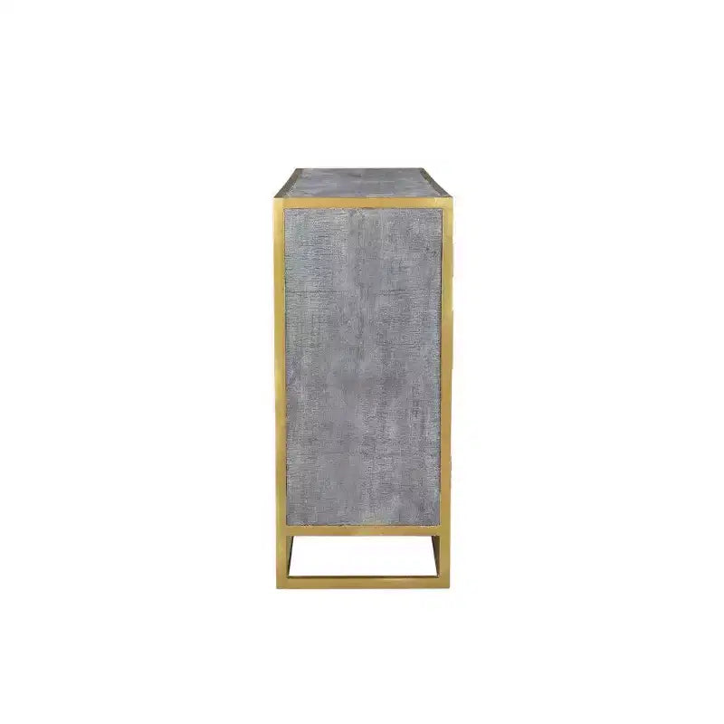 Credenza da pranzo Raven in legno di mango marrone - Robusto telaio in metallo, 3 cassetti, 2 ante