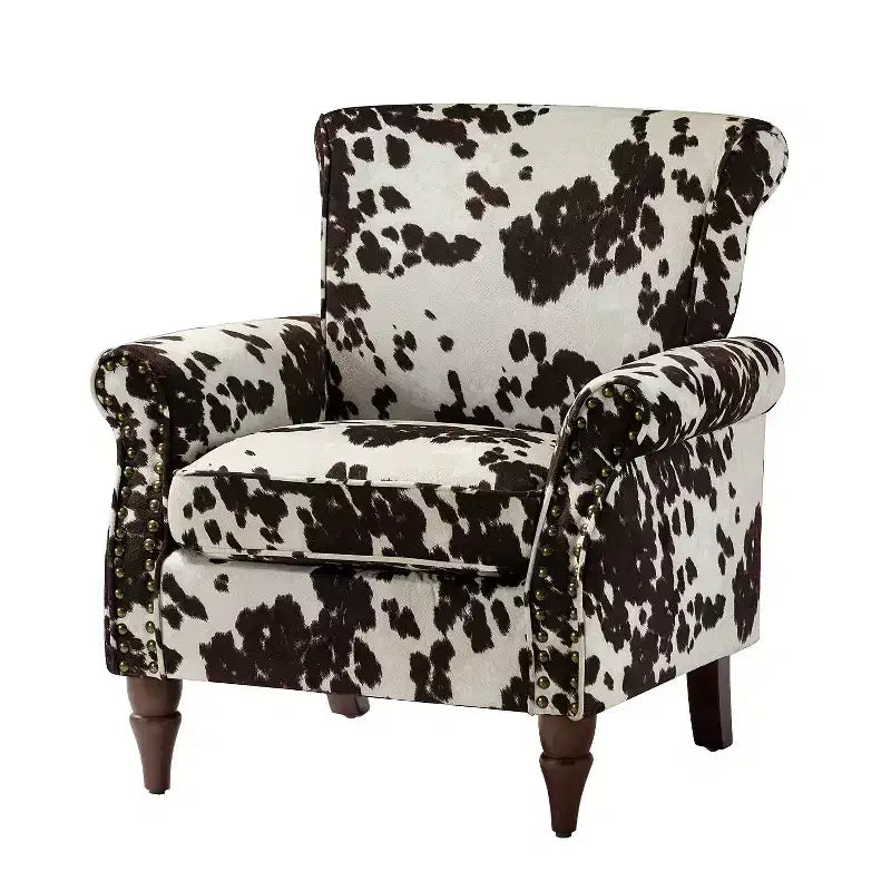Traditional Wooden Upholstered Floral Armchair with Wingback and Nailhead Trim