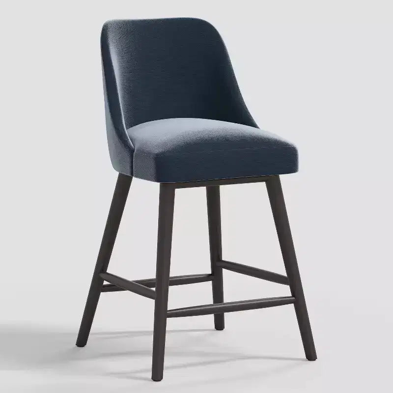 27" Counter Height Barstool with Footrest Shiny Velvet