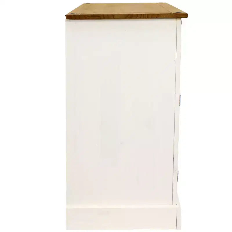 Kitchen Sideboard Cabinet with 2 Drawers and 2 Doors - Solid Pine Construction - White