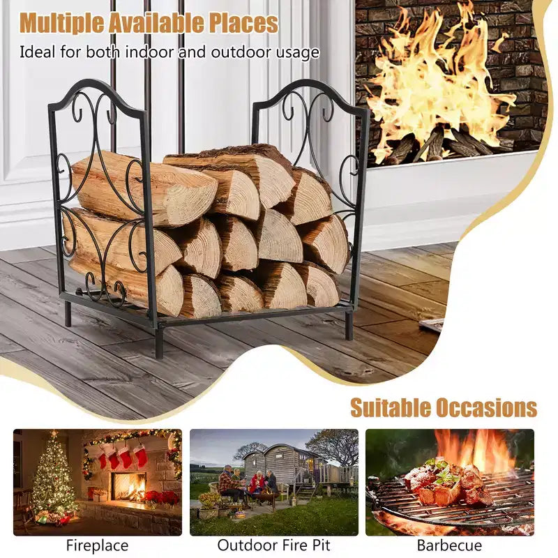 17'' Firewood Storage Rack Steel Firewood Storage Log Holder