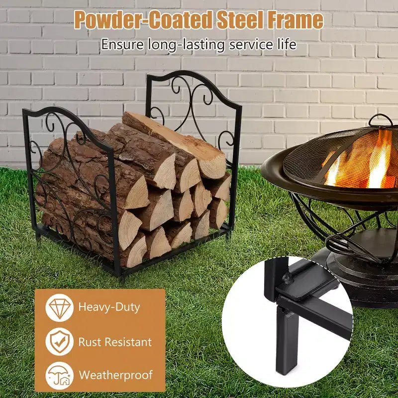 17'' Firewood Storage Rack Steel Firewood Storage Log Holder